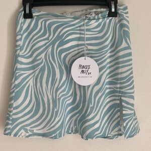 Princess Polly Blue and White Zebra Stripe Julia Mini Skirt Size 6 NWT